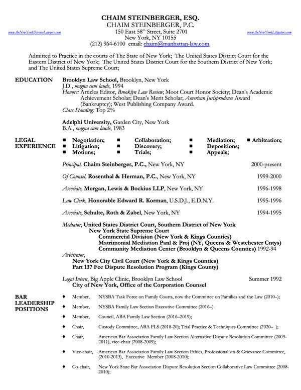 Chaim Steinberger's CV